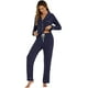 thumbnail image 5 of Conjunto de pijama LUBOT para mujer, viscosa y bambú, pijama, 2 piezas, azul marino, 5 of 6