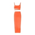 thumbnail image 4 of 2 Piece Outfit Maxi Dress for Women Summer Deep U Neck Sleeveless Tank Crop Tops Long Skirt Set Party Bodycon Dresses Orange S, 4 of 5