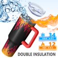 thumbnail image 5 of 40oz Tumbler with Handle and Straw, Vacuum Insulated Stainless Steel Travel Mug, Fits Car Cup Holder, Flame Print, 5 of 6