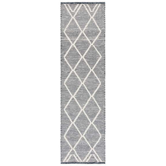SAFAVIEH Natura Natasha Geometric Runner Rug, Navy/Ivory, 2'3" x 8'
