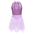 thumbnail image 2 of Hansber Kids Girls Sleeveless Glittery Mesh Irregular Hem Figure Ice Skating Dress Ballet Lyrical Dance Wear Purple 6, 2 of 7