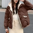 thumbnail image 2 of UPPADA Women's Winter Cropped Puffer Jacket Hooded Casual Quilted Zip up Down Jackets Stand Collar Padded Coats Puffy Quilted Jackets with Pockets,Puffer Jacket Womens Hooded Brown,L, 2 of 8