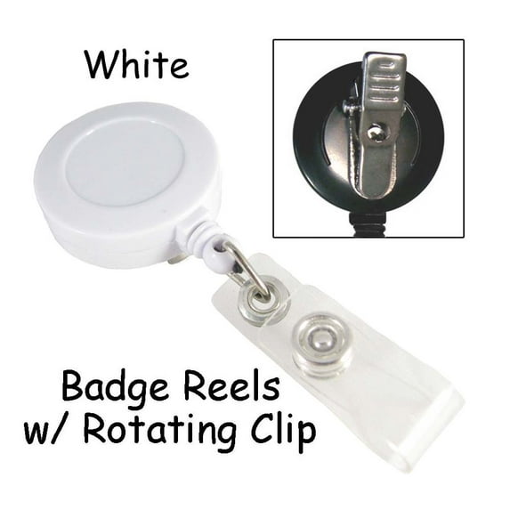 Badge Reels Retractable with Rotating Clip and Plastic Strap
