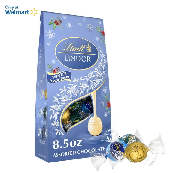 Lindt LINDOR Holiday Winter Assortment Assorted Chocolate Candy Truffles, 8.5 oz. Bag