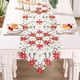 thumbnail image 1 of Mantel navideño rojo con encaje bordado, impermeable | Decoración festiva para el comedor | Camino de mesa rectangular con estampado de copos de nieve, 1 of 6