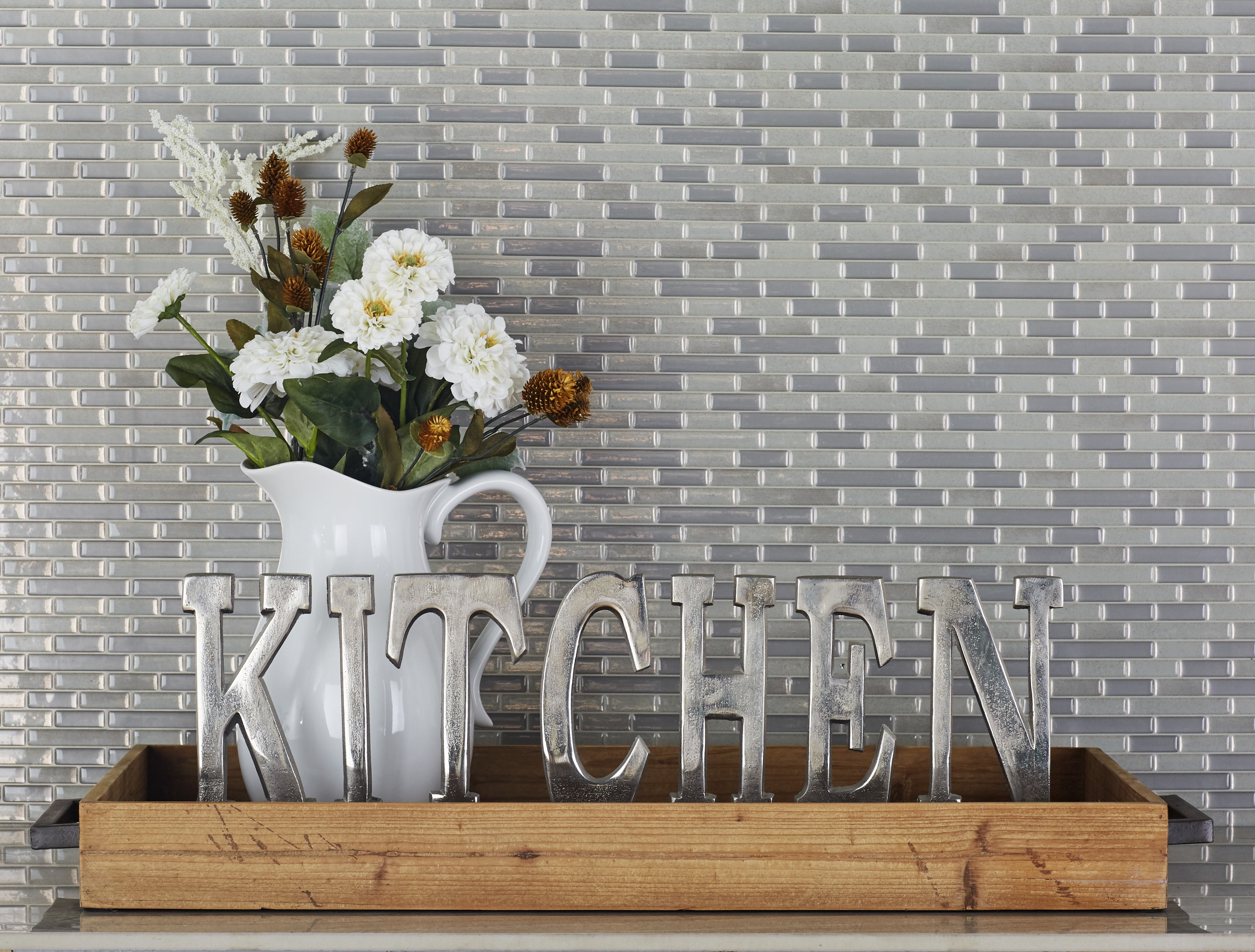 DecMode Extra-Large Rectangular Wooden Tray with Metal ...