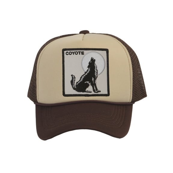 Top Headwear Men's Animal Trucker Hat - Snapback Farm Cap, Coyote Khaki Brown