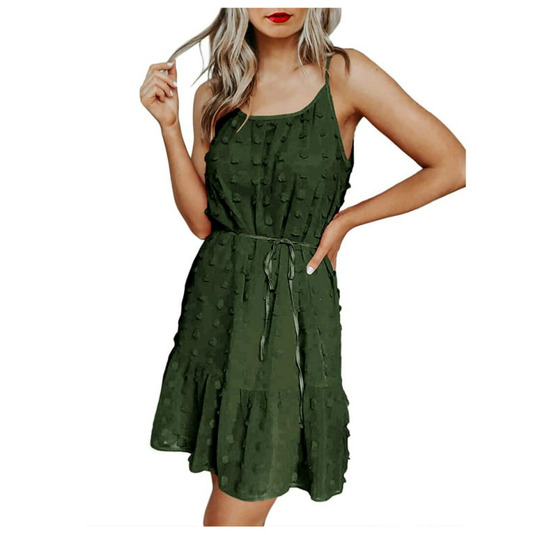 Women Dresses Clearance under $10 Fall Summer Dress for Womens Sleeveless  Slip Comfort Colors Clothing Crewneck Chiffon Mini Short Brunch Dress 9X 9X