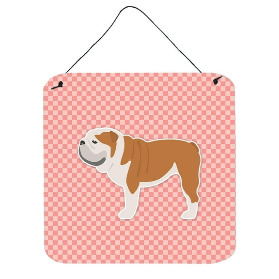Carolines Treasures BB3662DS66 English Bulldog Checkerboard Pink Wall or Door Hanging Prints