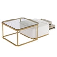thumbnail image 6 of Modern 2 Pieces White Square Nesting Coffee Table with Drawers & Electroplated gold legs in 27.6'', Metal Frame Cocktail Table, 6 of 8