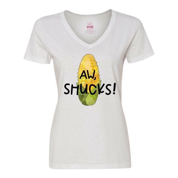 Inktastic Aw, Shucks Corn on the Cob Humor Women's V-Neck T-Shirt