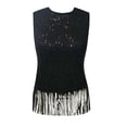 thumbnail image 5 of FUYUDY Women’S Shirt Sequin Fringe Top Sparkly Party Stylish Tank Top Tassel Trim,Black,L, 5 of 5
