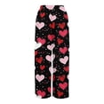 thumbnail image 5 of LWavelet Soft Fabric Heart Print Wide Leg Pants Women Valentine's Day Casual Wear Black S, 5 of 6