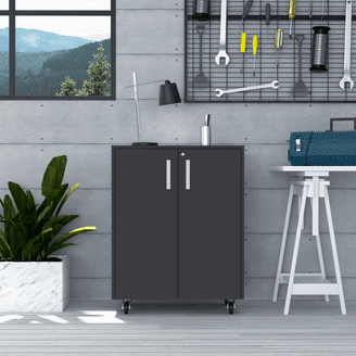 Novogratz Cache 2 Door Tall Metal Locker Style Storage Cabinet