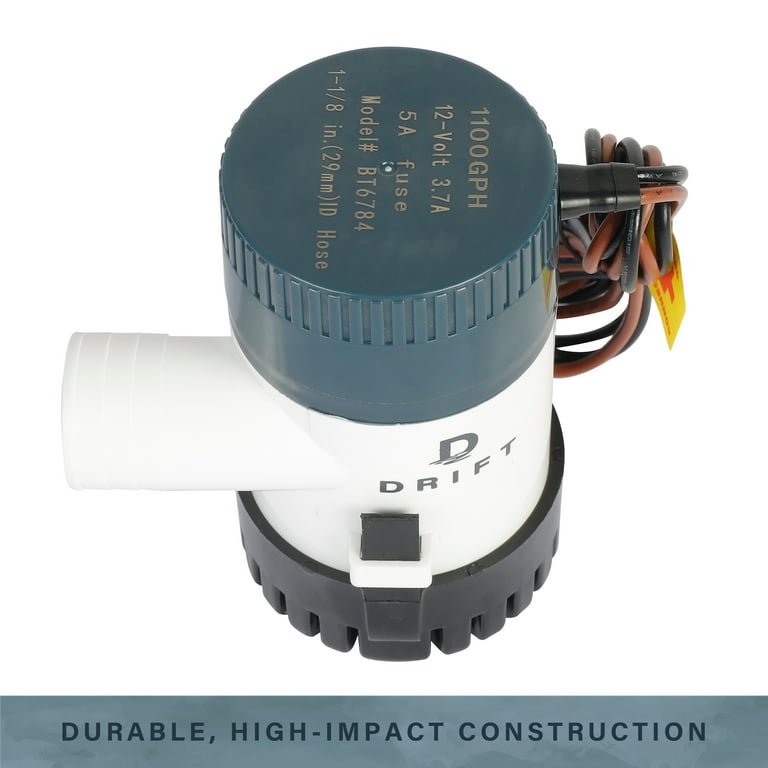 D DRIFT ALL THINGS WATER Non-Automatic 1100GPH Submersible Bilge
