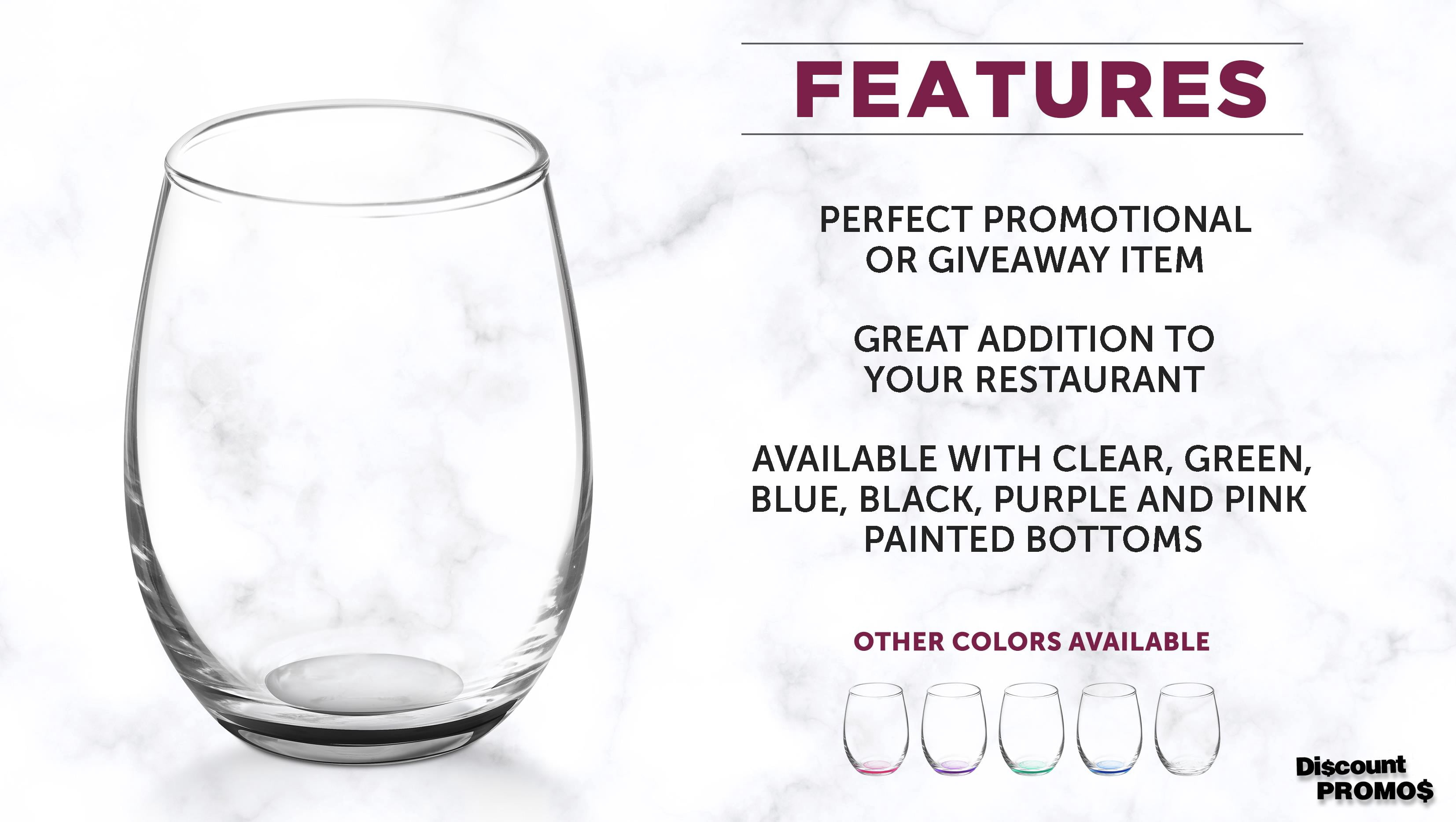 Stemless Wine Glasses by ARC 5.5 oz. Set of 12, Bulk Pack - Perfect for Hotel, Bar, Restaurant or Lounge - Black