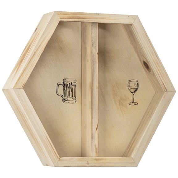 American Art Decor Wooden Wine Cork and Bottle Cap Collector (14" x 12.25" x 3.25")