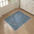 thumbnail image 3 of ODIKA 3'x5' Sky Blue Multicolor Botanical Garden Washable Accent Rug Whimsical Folk Art With Butterflies Florals Leaves Traditional Design for Bedside, Nursery Room, Pet Friendly & Non-Shedding, 3 of 7