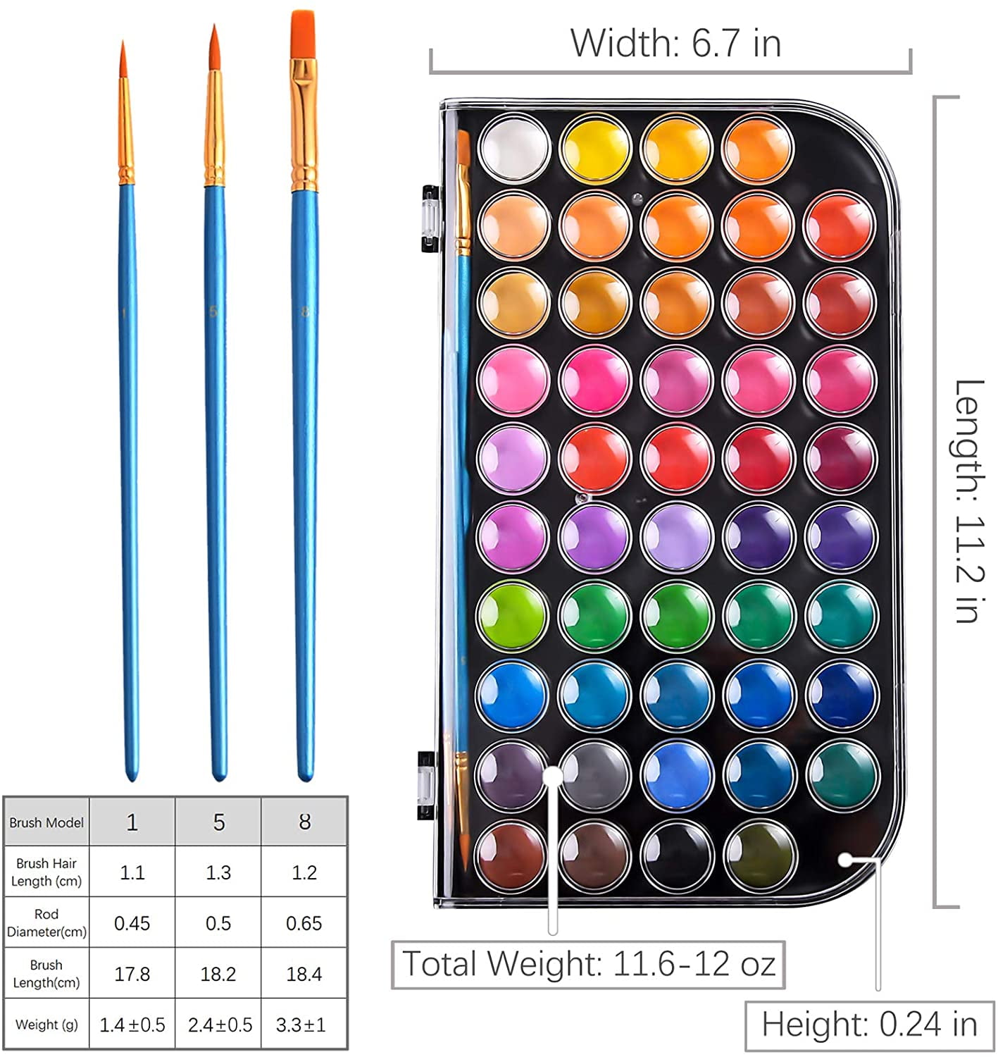 Rkqoa Watercolor Paint Set, 48 Colors Washable Watercolor Paint Set with a  Palette & a Brush a Refillable Water Brush Pen, Water Color Paints Sets for