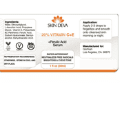 Skin Deva 20% Vitamin C Face Serum with Hyaluronic Acid, Vitamin E & Ferulic Acid for Hydration & Brightening Support, 1 fl oz