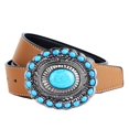 thumbnail image 4 of Accesorios universales de cinturón con hebil vaquero bohemio / occidental turquesa para hombres y mujeres amarillo BLESIY Cinturón de vaquero occidental, 4 of 5