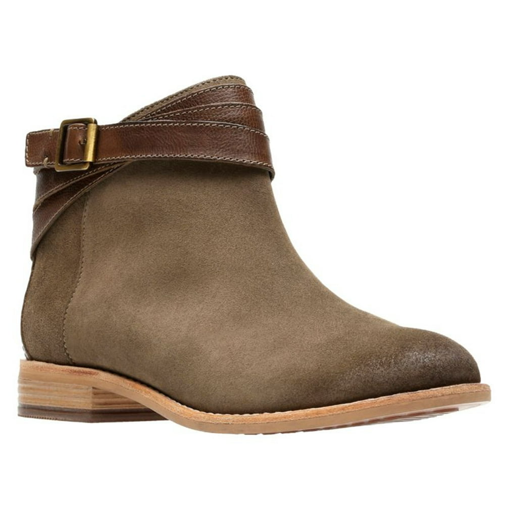 Clarks - clarks women's maypearl edie ankle bootie, olive suede/leather ...
