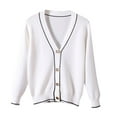 thumbnail image 3 of Feancey Loose Fit Sweater Jacket for Women Ribbed Knit Casual Oversized Cardigan Outwear Comfy V-Neck Button Down Cardigans Fall Fashion Open Front Sweaters White XXL, 3 of 7