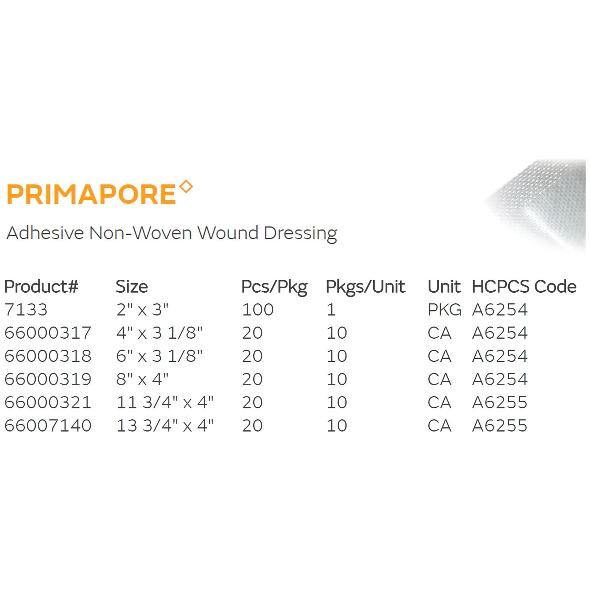Smith & Nephew Primapore White Polyester Nonwoven Island Dressing Sterile 2 x 3" 100 per Box