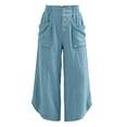 thumbnail image 4 of Tbopshirt Pants for Women Solid Color Loose Casual Long Pants with Pockets and Elastic Waist,Sky Blue,S-XXL, 4 of 6
