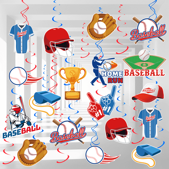 Baseball Party Supplies, 33 Pcs Baseball Hanging Spirals/Baseball Party Hanging Swirls Spirals for Baseball Birthday Decorations & Baseball Party Decorations