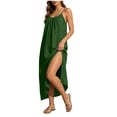 thumbnail image 4 of CHUMUD Robes d'Été pour Femmes à Bretelles Spaghetti Fente Latérale Maxi Robe de Plage Vacances Voyage Tenue Décontractée, 4 of 8