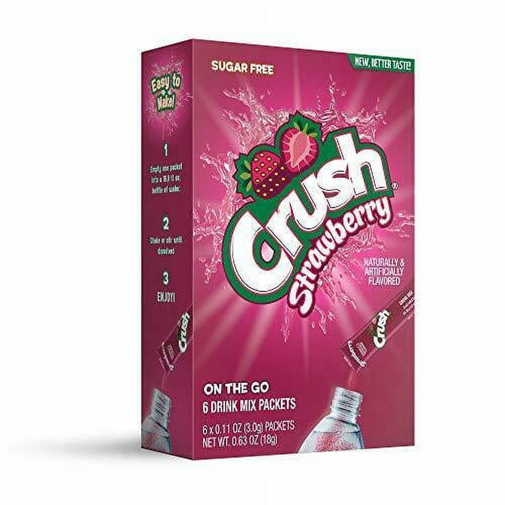 Crush Singles To Go Powder Packets, Water Drink Mix, Strawberry, Non-Carbonated, Sugar Free Sticks (72 Total Servings) - ORIGINAL FLAVOR, 6 Count (Pack of 12)