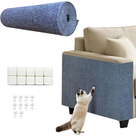 Cat Scratch Furniture Protector Self-Adhesive DIY Scratching Mat for Couch Sofa Wall and Door - 78.7x15.8 inch-light gray