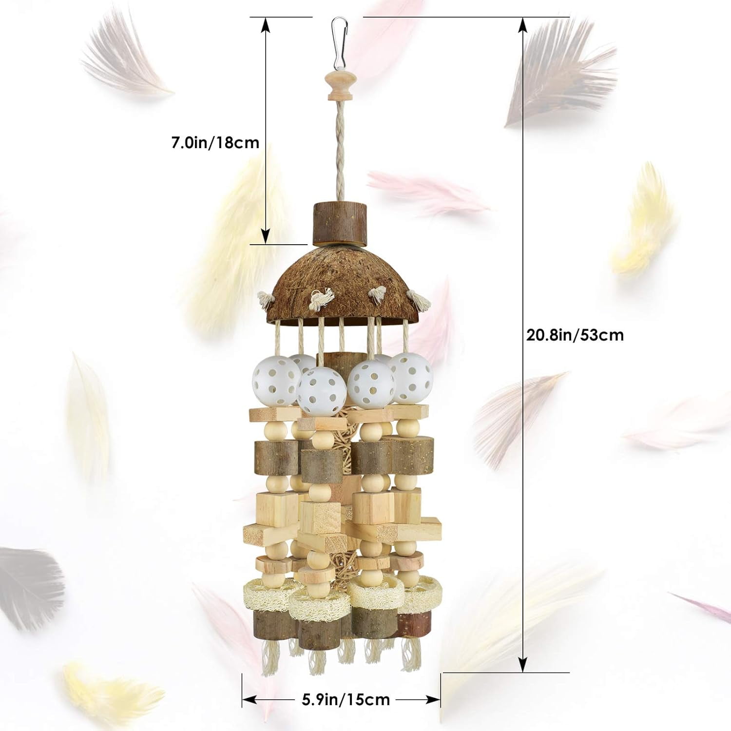 Bird Toy, Natural Wooden Blocks Chewing Toy for Parrots