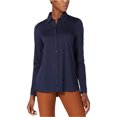 thumbnail image 1 of Eileen Fisher - Camisa clásica con botones para mujer, azul, mediano Eileen Fisher Camisa con botones, 1 of 1