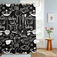 thumbnail image 4 of Black Kitchen Tools Shower Curtains for Bathroom, Modern Cooking Utensil Farmhouse Cookware Waterproof Fabric Shower Curtain, Decorative Bathroom Curtain for Bathtub, 36"x72" , No Hooks Included, 4 of 9