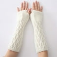 thumbnail image 3 of Winter Arm Sleeves Unisex Elastic Cable Knit Thumb Hole Arm Warmers Arm Covers, 3 of 10