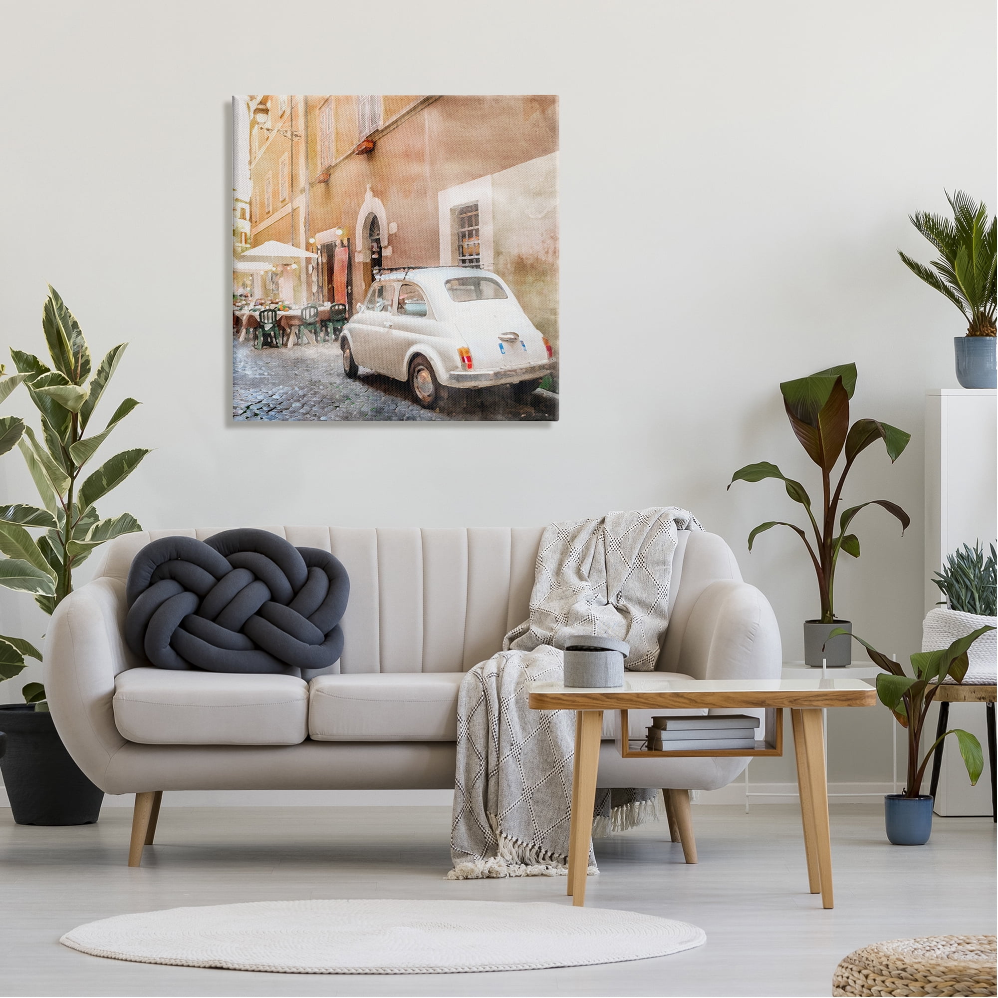 Stupell Industries White Buggy in City Travel & Places Painting Gallery Wrapped Canvas Print Wall Art, 30 x 30