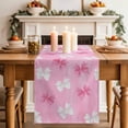 thumbnail image 2 of Table Runner 72 Inches Long for Kitchen Dining, Pink White Bow Dresser Scarf Farmhouse, Dining Table Decorations for Wedding/Parties, Modern Art Watercolor Bowknot 13 x 72 In, 2 of 8