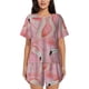 thumbnail image 1 of Fotbe Flamingos Conjunto de Pijama Estampado para Mujer, 2 Piezas, Ropa de Dormir con Camiseta de Manga Corta y Shorts Suaves-Small, 1 of 6