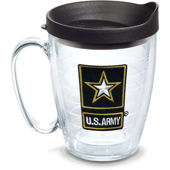 Tervis Army Gold Star Logo Made in USA Double Walled  Insulated Tumbler Travel Cup Keeps Drinks Cold & Hot, 16oz Mug with Handle, Classic