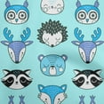 thumbnail image 1 of oneOone Cotton Cambric Aquamarine Fabric Cute Animal Face Pattern Dress Material Fabric Print Fabric By The Yard 42 Inch Wide, 1 of 6