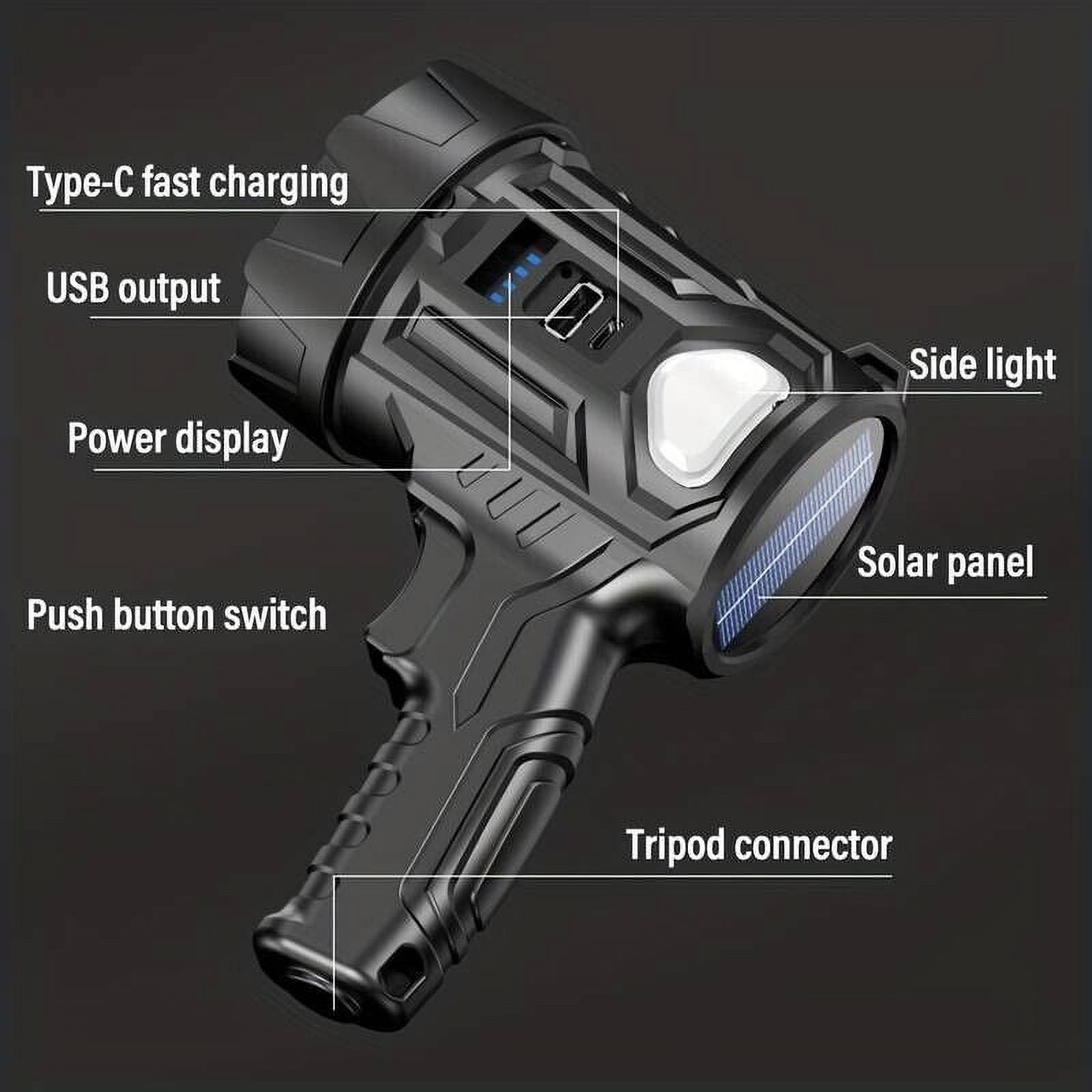 300000LM Solar/USB Rechargeable LED Spotlight Flashlight Searchlight Handheld