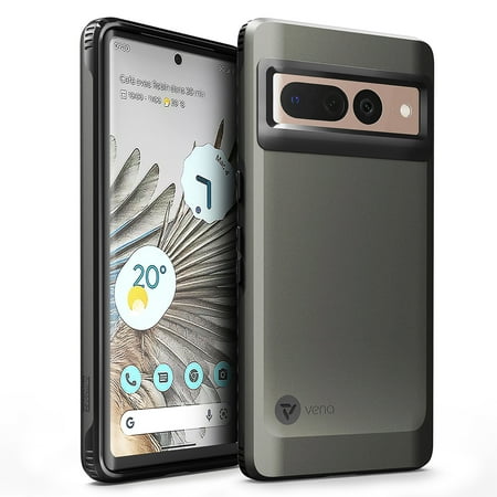 Vena Outcross Slim Profile Cover Designed for Google Pixel 7 Pro Case (2022), Dual Layer (Military Grade Drop Protection) Hybrid TPU Protection Phone Case - Graphite Gray/Black