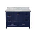 thumbnail image 5 of Paige 48" Bathroom Vanity with Royal Blue Cabinet and Carrara Marble Top, 5 of 7