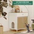thumbnail image 4 of Faceket Cat Litter Box Enclosure Furniture, 31.6" x 21.5" x 34.5"h, Hidden Indoor 2-in-1 Wooden Cabinet with Scratching Board Doors and Drawer, White, 4 of 8