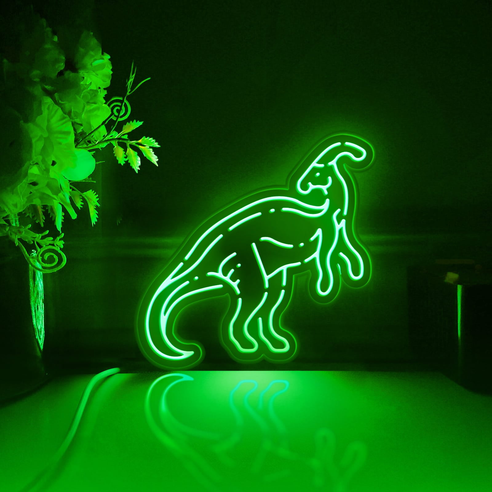 Dinosaur Led Light Box, Dimmable Neon-Like Light Signs USB Power for Wall Decor Bedroom Decoration, Color Flow Effect (WxH) 16"x15"
