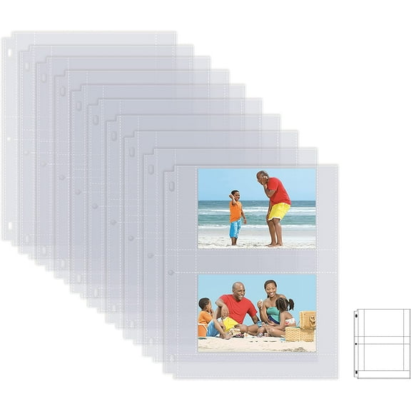 Photo Album Refill Sheets, 4 x 6 Inch, Heavyweight, Diamond Clear 3 Ring Photo Binder Page Refills, 400 Total Photos, Each 2-Pocket Sheet Holds Up to 4 Photos (100 Pack)