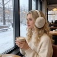 thumbnail image 3 of HaoXun Winter Fleece-Lined Foldable Faux Rabbit Fur Ear Muffs - Windproof Cold Weather Protection with Adjustable Headband for Outdoor Activities, 3 of 6