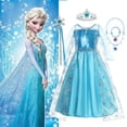 thumbnail image 2 of Disfraz de princesa Elsa de Frozen de Disney para niña, traje de reina de las nieves para fiesta de carnaval, vestido de baile de lujo para fiesta de cumpleaños, 2024, 2 of 4